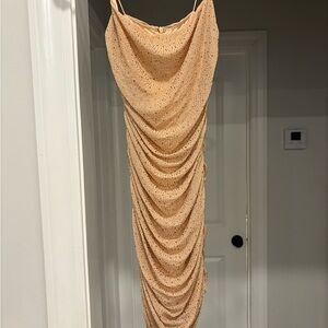 Elegant gold Ruched Dress